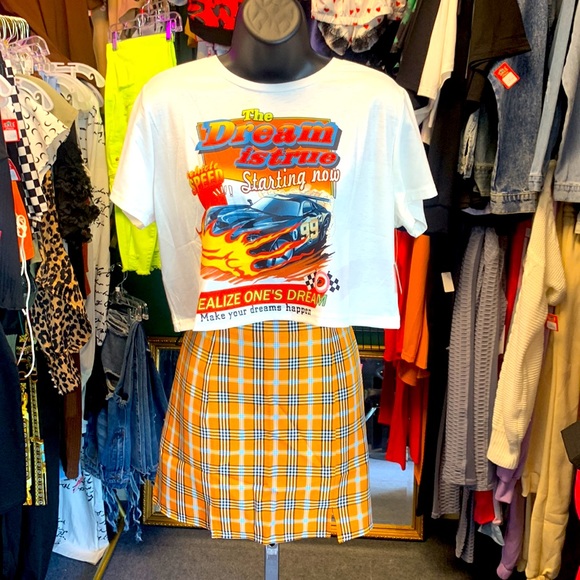 SHEIN Dresses & Skirts - Graphic crop tee with skirt